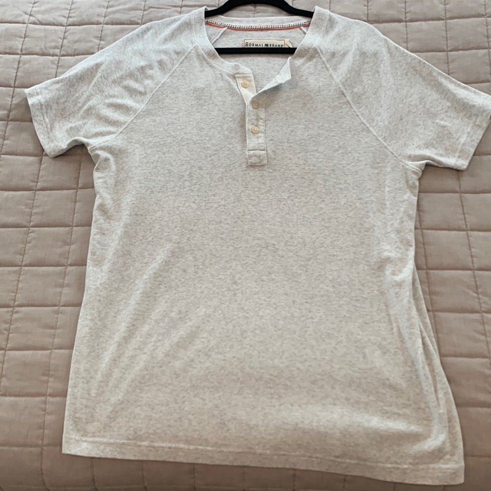 Large Normal Brand Oatmeal/Grey Short Sleeve Henley